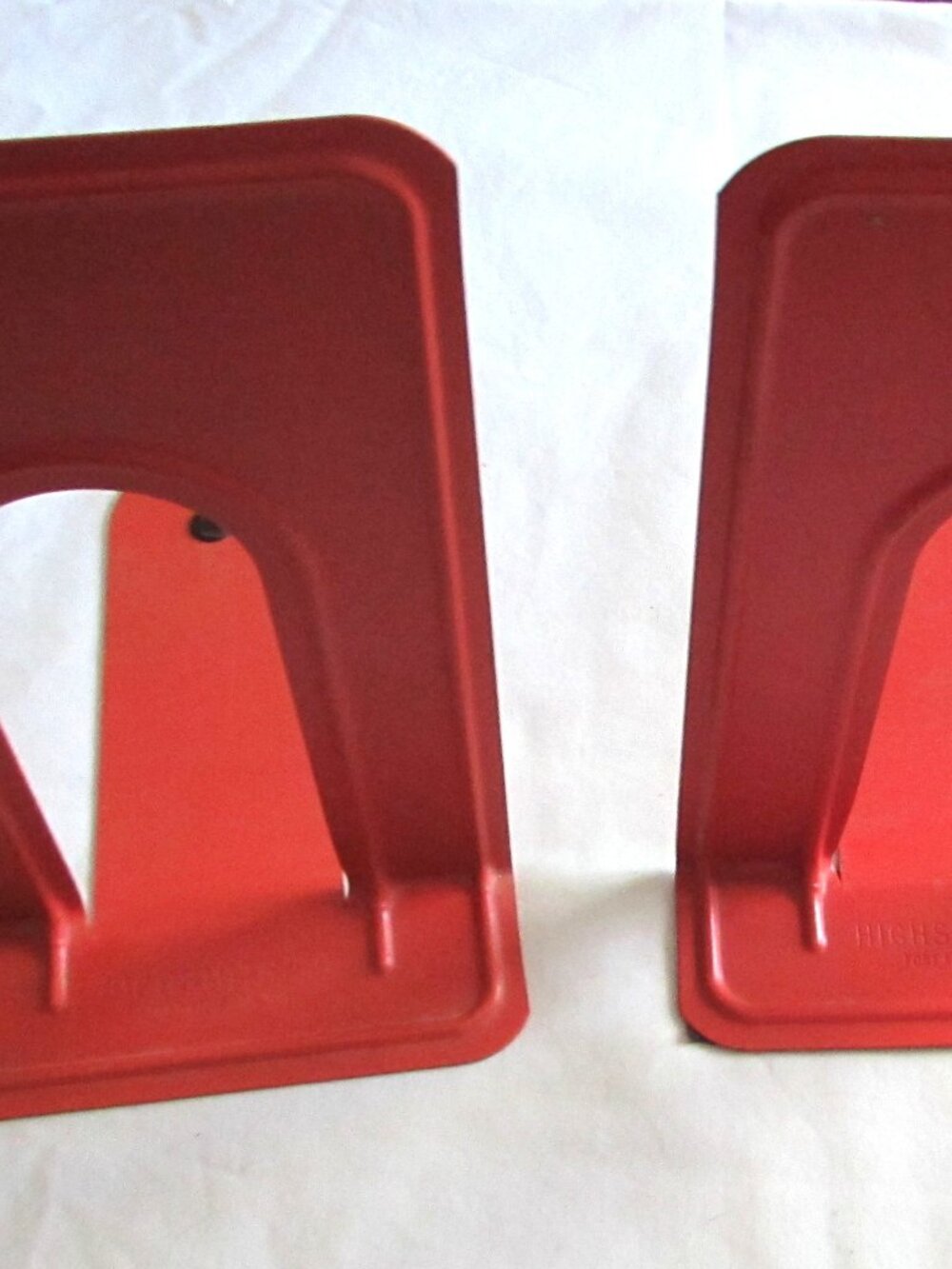 Vintage Highsmith Co. Metal 9" Tall Bookends MCM Set of 2 Made in USA Orange
